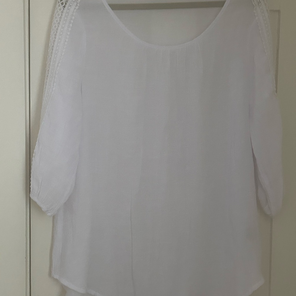 White Lace Sleeve Women's Top